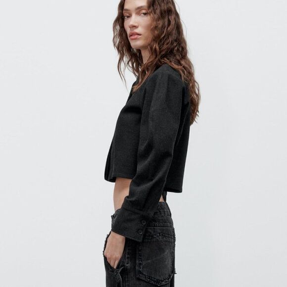 ZARA CROPPED SHIRT JACKET NEW - Picture 4 of 8